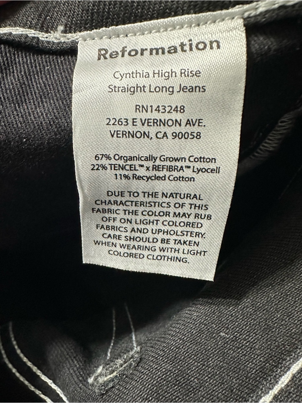 New Reformation Cynthia High‎ Rise Straight Long Jeans in Glossy Black Size 27 - Picture 8 of 8